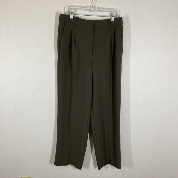 Aritzia Wilfred The Effortless Crepette Pants Hi Rise Wide Leg 14 Green Capsule